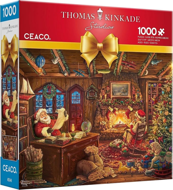 Puzzel 1000 Stukjes Kerstman Controleert Lijst Feestdag Schilderij