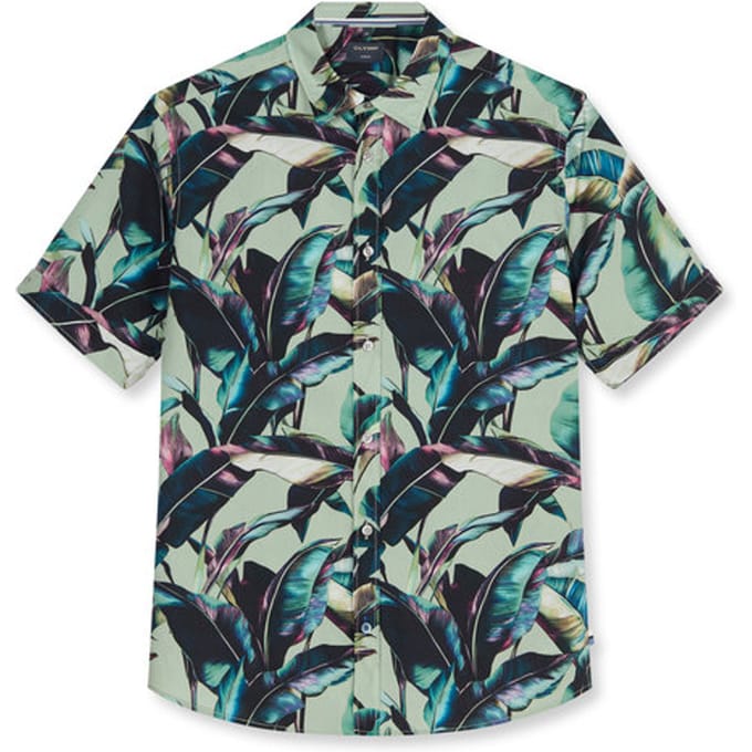 OLYMP Casual Overhemd, Regular Fit, Kent, Olijfgroen