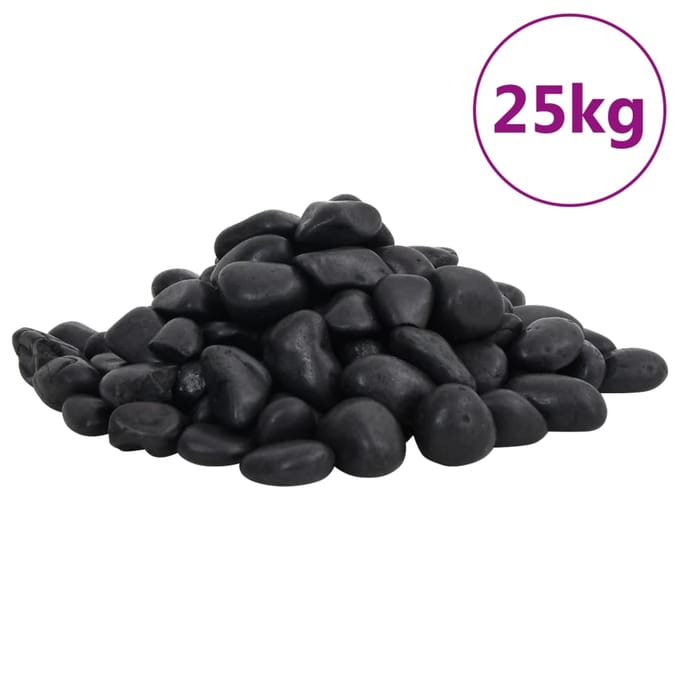 vidaXL Kiezelstenen gepolijst 2-5 cm 25 kg zwart