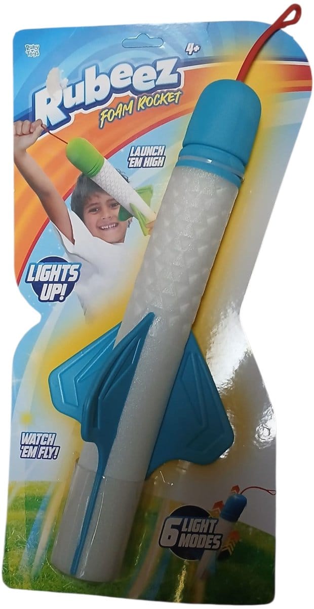 Rubeez Foam Rocket Rood – Met 6 Lichtmodes – Veilig Speelgoed - schiet raket