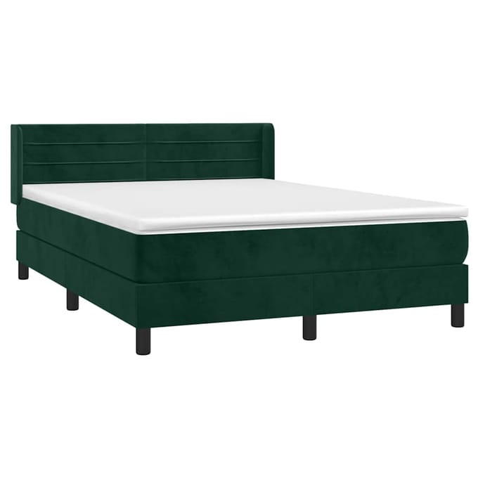 vidaXL - Boxspring - met - matras - fluweel - donkergroen - 140x190 - cm