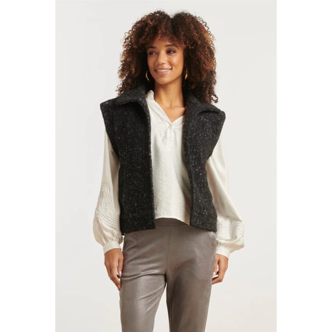 Smashed Lemon Damesbouclé gilet met kraag |