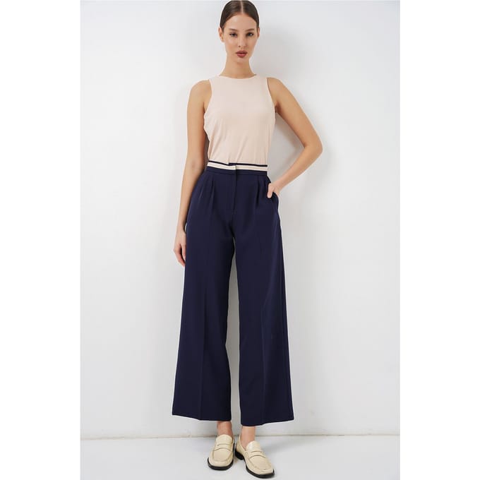 Hoge Taille Wijde Pantalon met Zakken