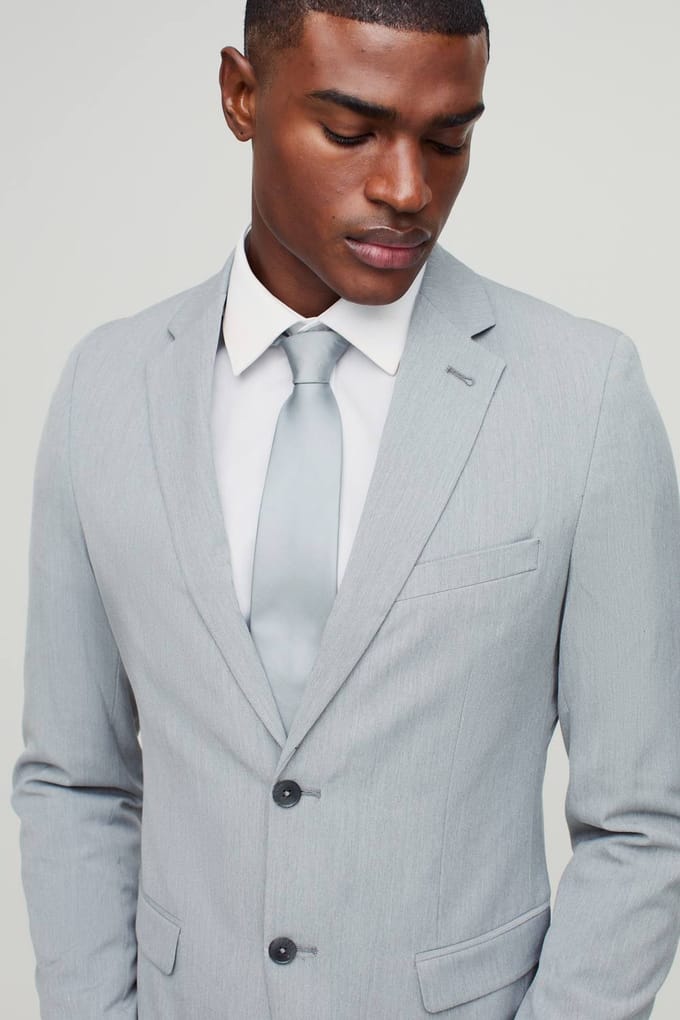 Skinny Single Breasted Suit Jacket | Grey | Size 54