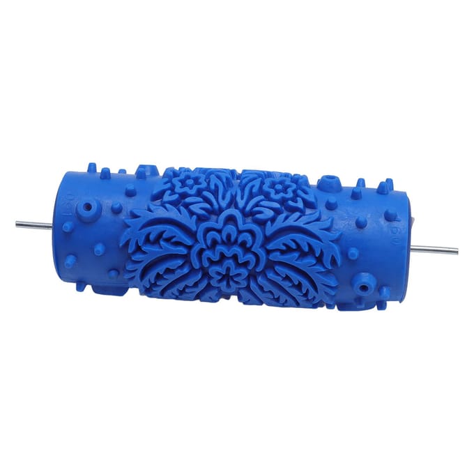 5 Inch Patroon Verfroller Wasbaar Herbruikbaar Decoratieve Kunst Patroon Textuur Rubber Roller voor Muur blue