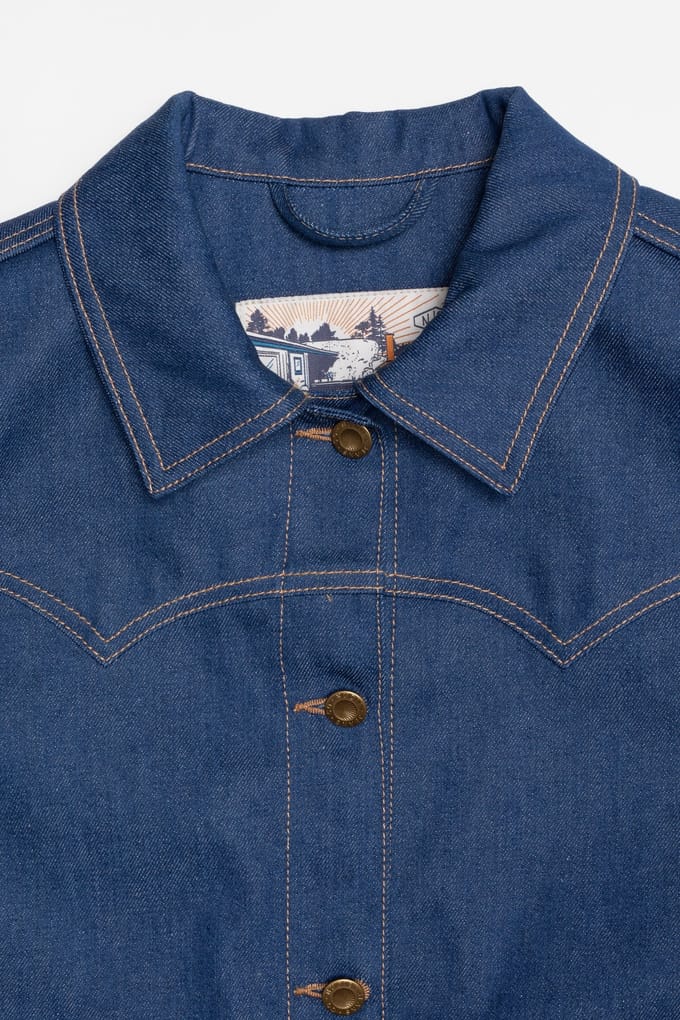 Nudie Jeans Kelly Western Denim Jacket Blue Größe: M | Jeansjacken Outlet | Damen | Blau