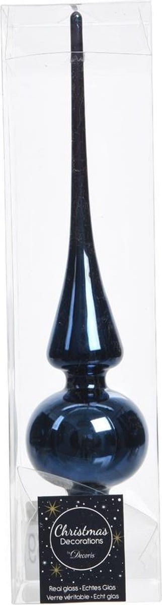 Decoris Piek glas glanzend nachtblauw dia6.00-H26.00cm