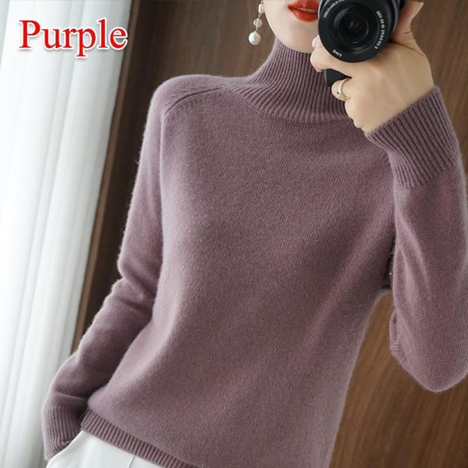 Pull en laine pure cachemire pour femme Pulls Pull Femme Automne Hiver Col Haut Tricot Pulls Col Roulé Pull S