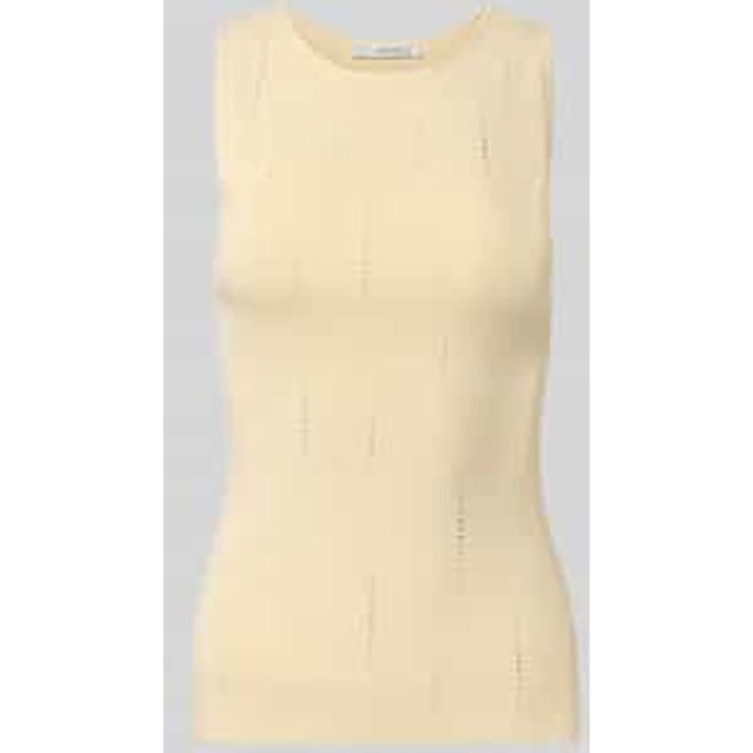 Slim fit top van viscosesettings met brei-look model 'Saya'