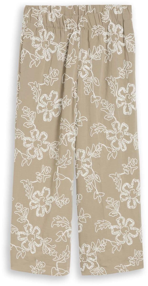 Tom Tailor - Culotte met bloemenborduursels - Maat 40/26 - olive white big flower design