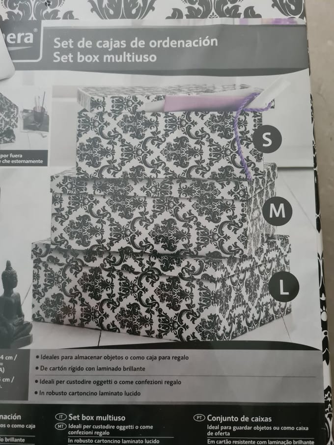 Melinera 3 opbergboxen Zwart wit