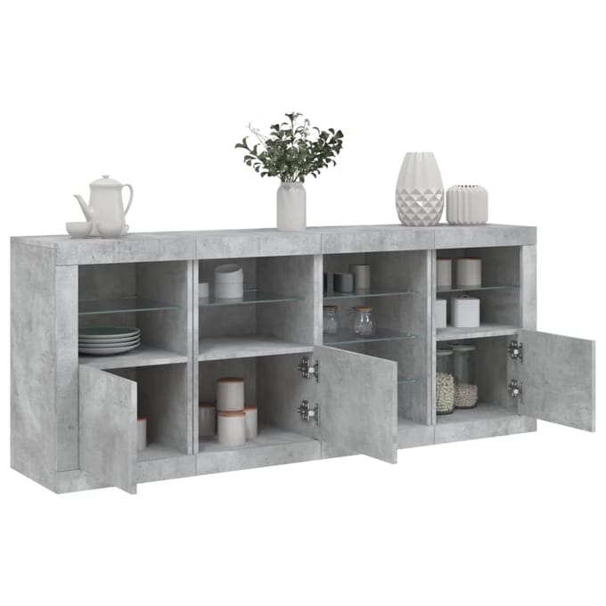 vidaXL - Dressoir - met - LED-verlichting - 164x37x67 - cm - betongrijs