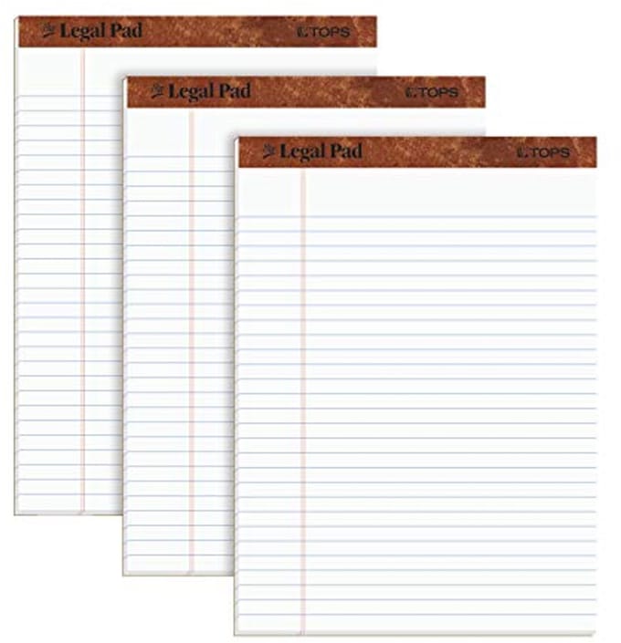 Perforated Legal Pad A4, 50 vellen, 3 pads per verpakking