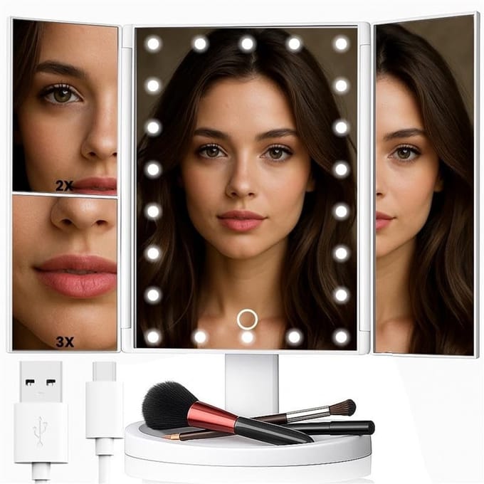 Dailygoods - LED Make-upspiegel met Draaibare Functie en Aanraakschakelaar