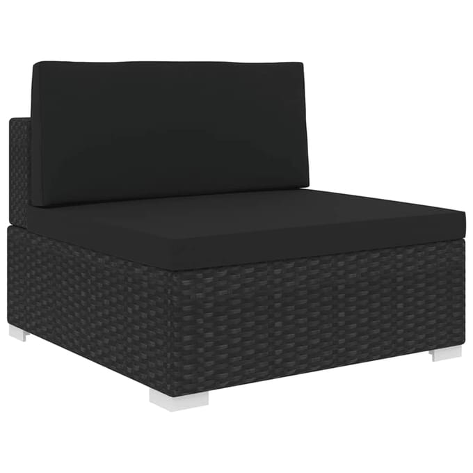 vidaXL - Tuinstoel - met - kussens - middensectie - poly - rattan - zwart