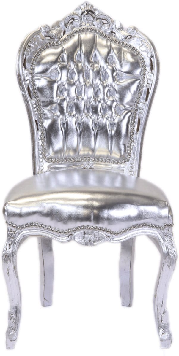 Barok Eetkamerstoel Zilver Skai