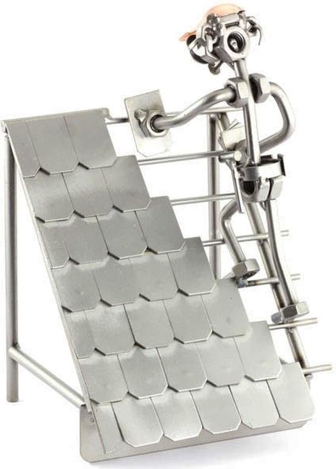 sculptuur dakdekker beroepen beeldje - metaal 20x13x12 relatiegeschenken