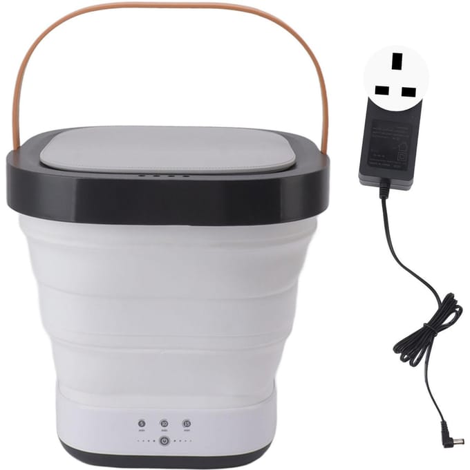 Opvouwbare Wasmachine Draagbaar Veiligheid TPE Mini Emmer Wasmachine voor Thuis Reizen 100?240V VK Stekker gray