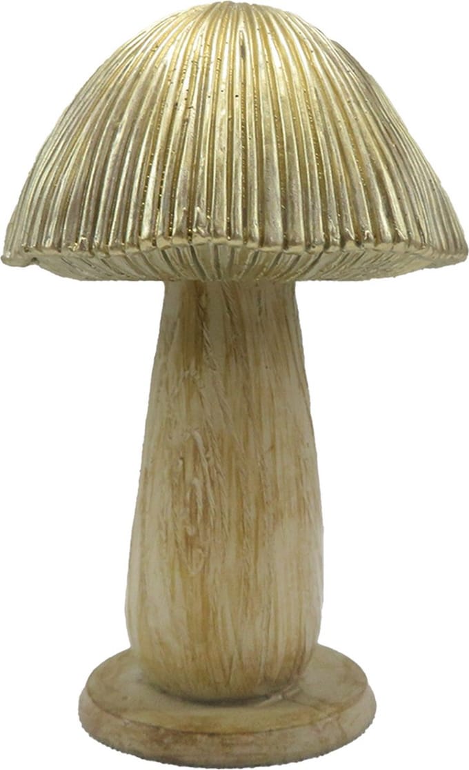 Clayre & Eef Decoratie Paddenstoel Ø 9x14 cm Bruin Polyresin Herfst decoratie