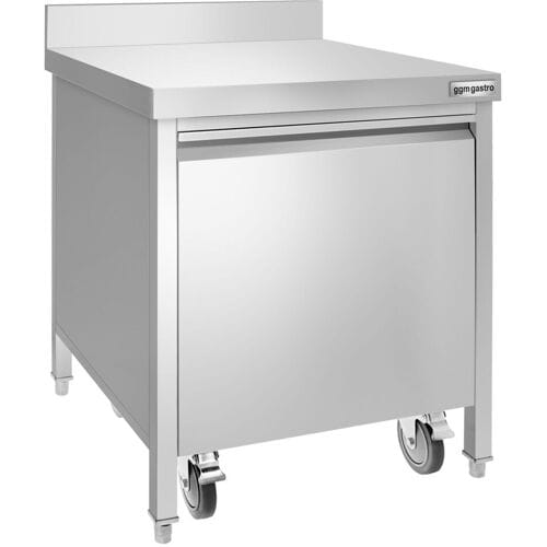 GGM Gastro Mülleimer - 50 Liter - mit Rollcontainer & Aufkantung - Edelstahl Zilver