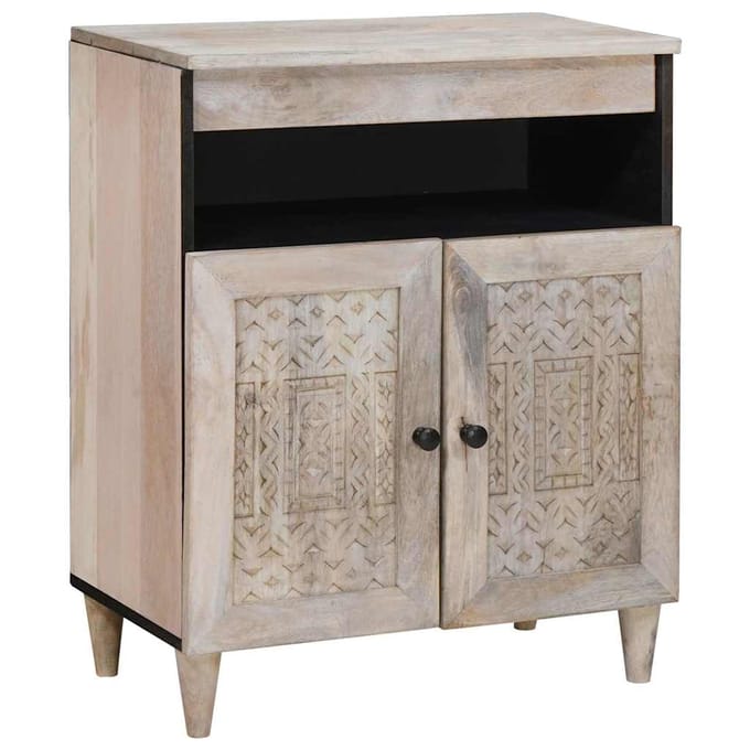 vidaXL - Dressoir - Bleached - White - 60 - x - 33 - x - 75 - cm - Massief - Mango - Hout