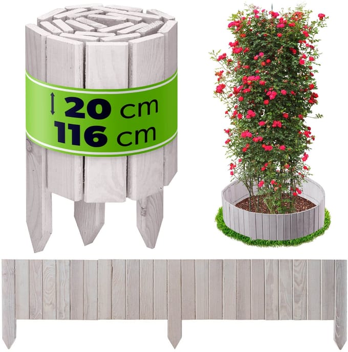 KADAX Houten schutting rolborder L110 H20cm wit