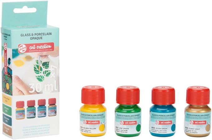 Talens Art Creat.Glas & Porselein Dekkend Set 4 x 30 ml Groen Goud