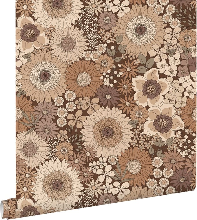 ESTAhome behang retro bloemen bruin - 50 x 900 cm - 131316