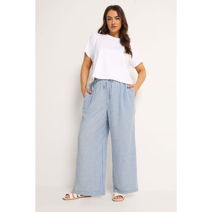 Yours Blauwe Gestreepte Broek Met Trekkoord Size 42