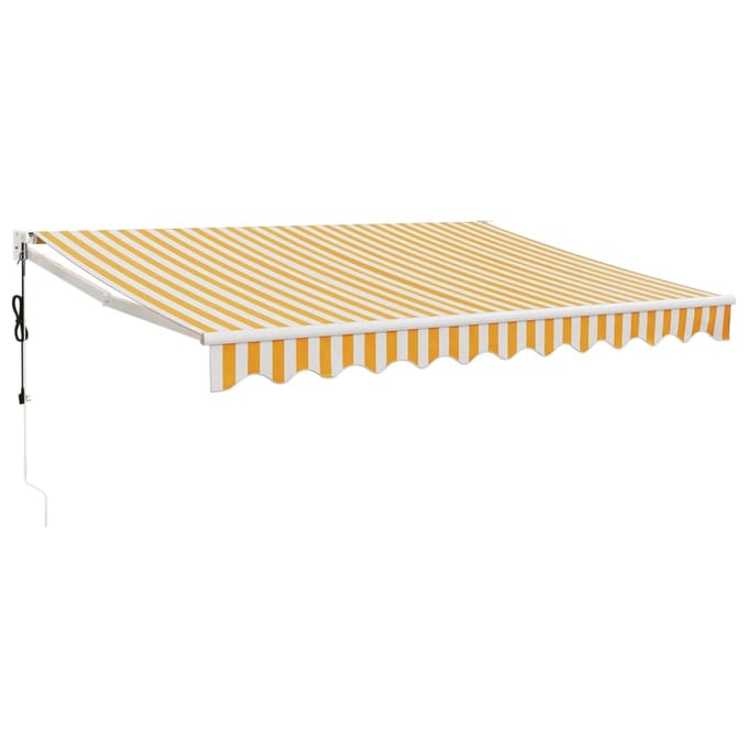 vidaXL - Uitschuifbare - luifel - Geel - met - Witte - Frame - 3,5 - x - 2,5 - m