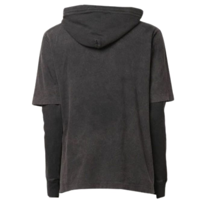 Gebroken witte GM vintage grijze hoodie met dubbele mouwen
