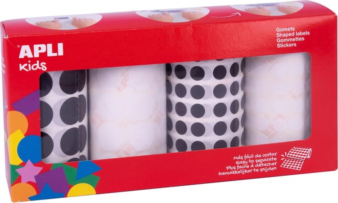 SET 4 ROLLEN PLAKFIGUREN ZWARTE EN WITTE BOLLEN