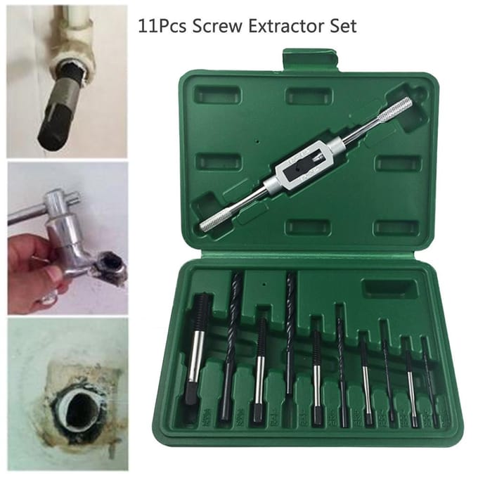 11-delige set schroevenverwijderaars, gebroken schroevenverwijderaars, boorgeleiders, bits, gereedschappen 11Pcs