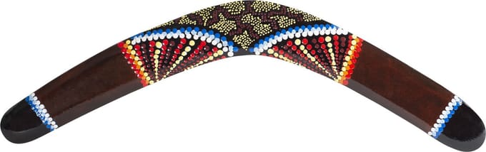 BOEMERANG 50 CM – Met handbeschilderde Aboriginal dotpainting