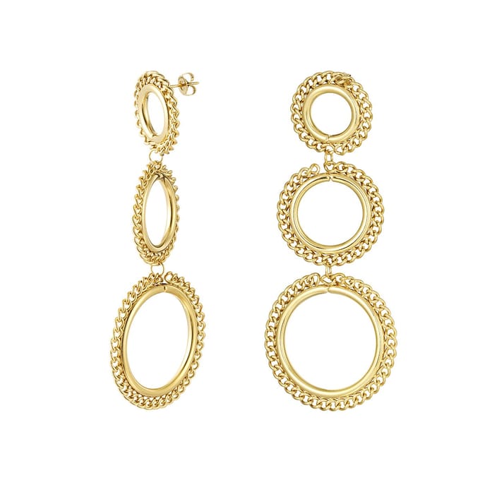 Bijoutheek Oorknoppen Triple Circle Chain Goud