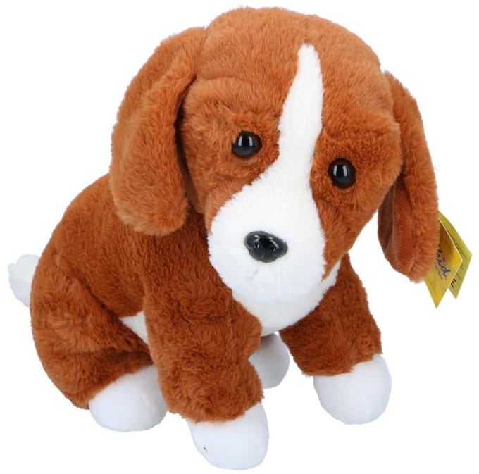 Pluche hond bruin/wit 45cm