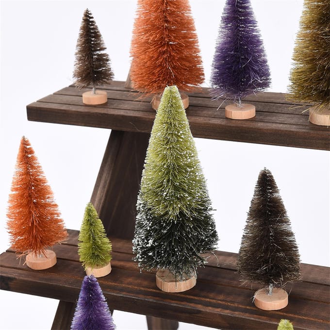 21 stuks Kunstkerstbomen Set Decoratie Sisal Hout Nep Kerstbomen Kit beige