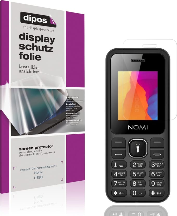 dipos – 4x Beschermfolie geschikt voor Nomi i1880 | Krasbestendige & heldere Screenprotector Ultra-Thin