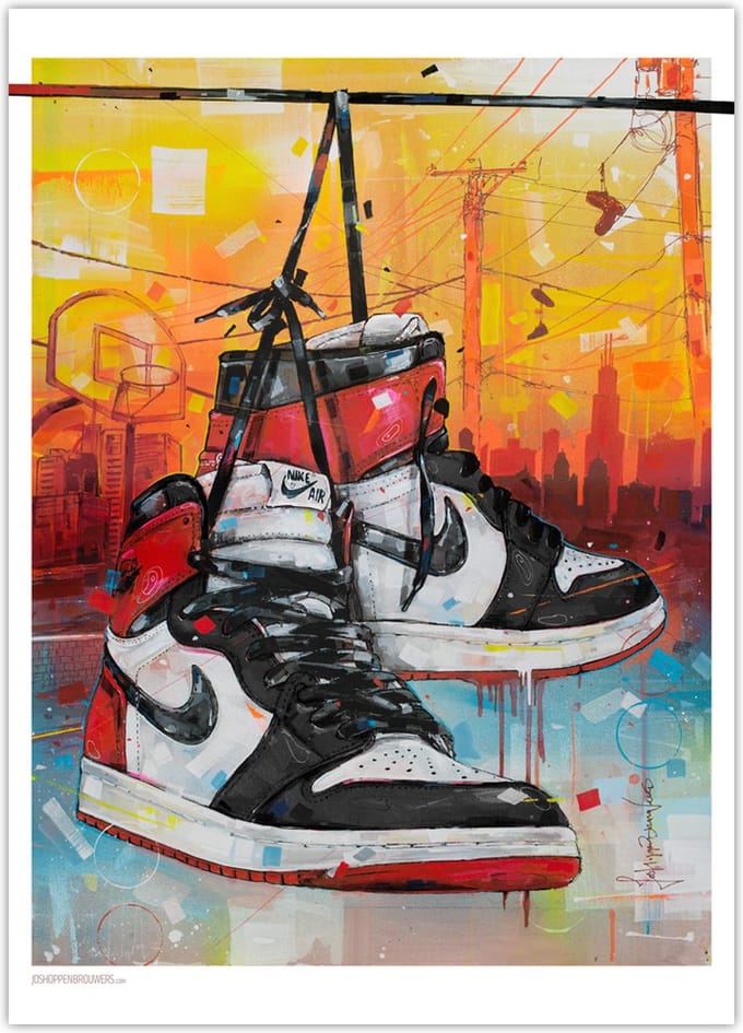Sneaker poster powerlines black toe 50x70 cm