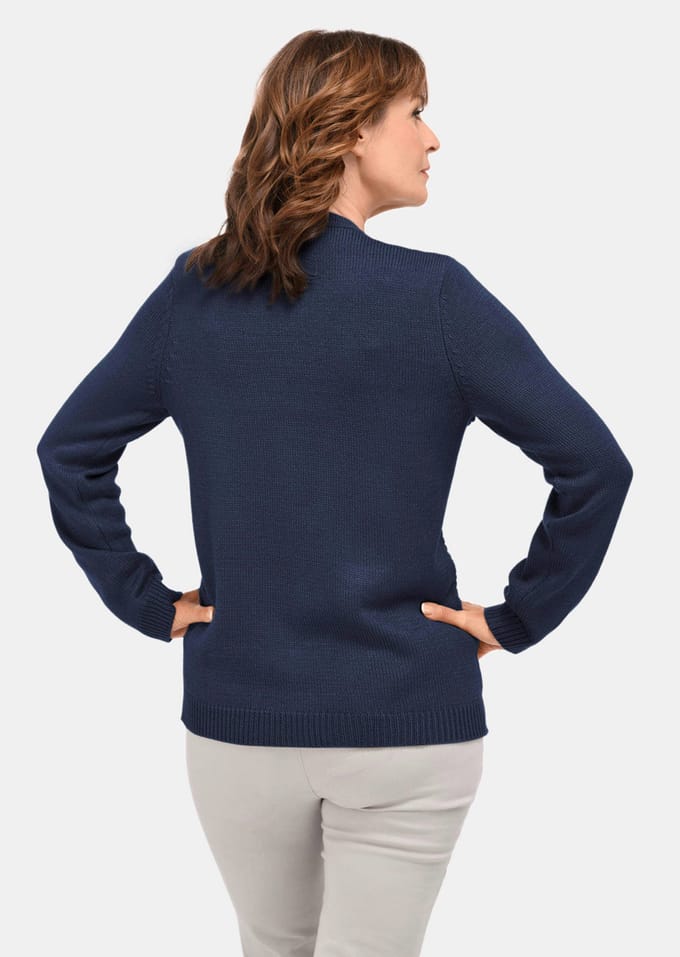 Onderhoudsarme pullover met hoogwaardige ribstructuur - marine - Gr. 50 van Goldner Fashion