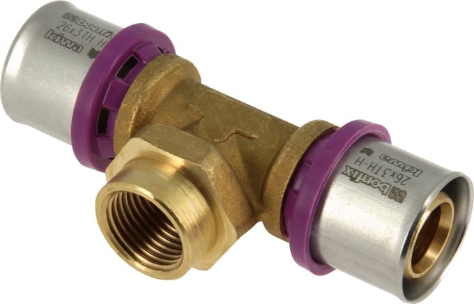 Bonfix Alu-pers - messing perskoppeling / persfitting - T-stuk 26mm 3/4inch binnendraad FxRpxF