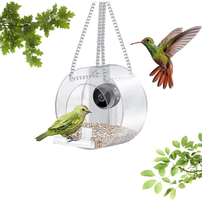 Mangeoire à oiseaux intelligente avec caméra Ventouse forte Mangeoire à oiseaux de fenêtre pour cour extérieure Type 1 white