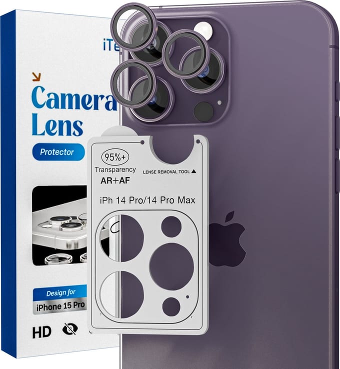 Camera Lens Screen Protector - Geschikt voor iPhone 14 Pro / 14 Pro Max - 9H Bescherming - Paars