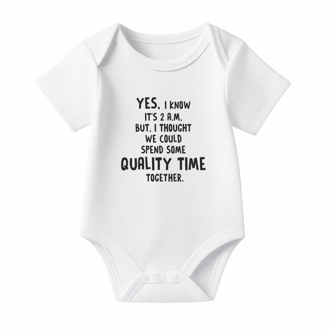 Romper Yes, I know it's 2 a.m. – Wit – Korte mouw – Maat 62/68