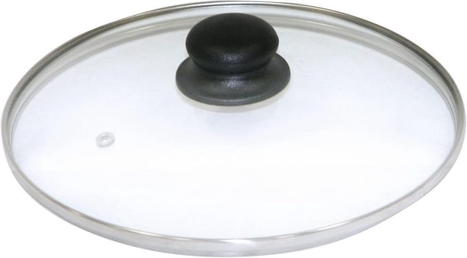 Glazen deksel 16 cm met roestvrijstalen rand