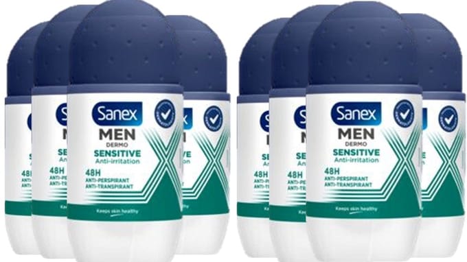 Sanex Deo Roller Men - Dermo Sensitive 48H - 8 x 50 ml - Voordeelverpakking