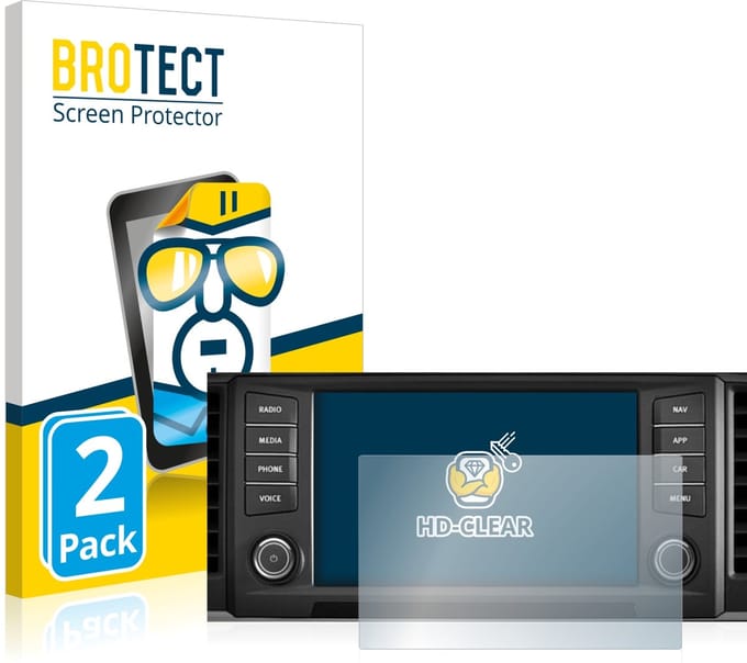 BROTECT - Screenprotector voor Seat Ateca 2016 Media System Plus 8" 2016 - Folie Beschermfolie transparant 2 Stuks
