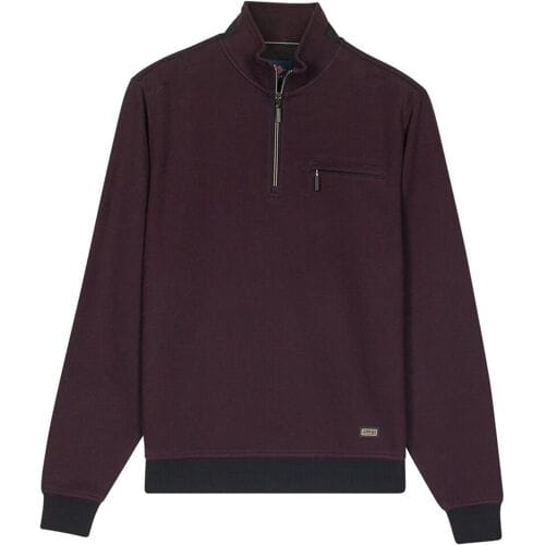 Baileys Trui Sweat Half Zip Two Tone Jacquard Doubleface Interlock Deep Mauve / male