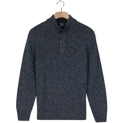 Baileys Trui Placket Buttons Single Knit Multicolor Dark Denim Blue / male