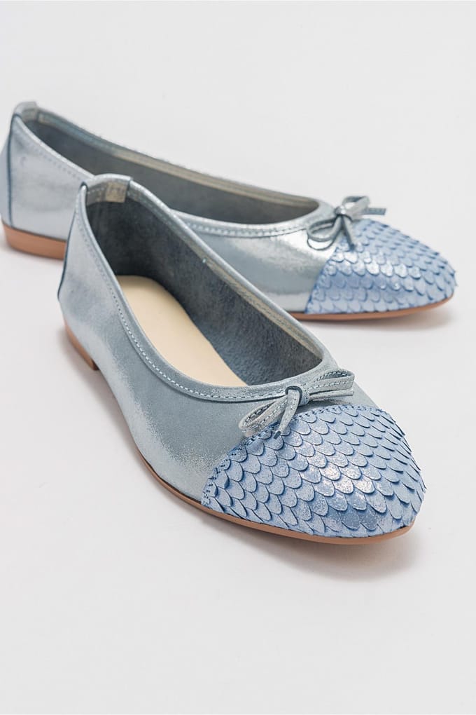 Copos Leren Strik Neus Ballerina